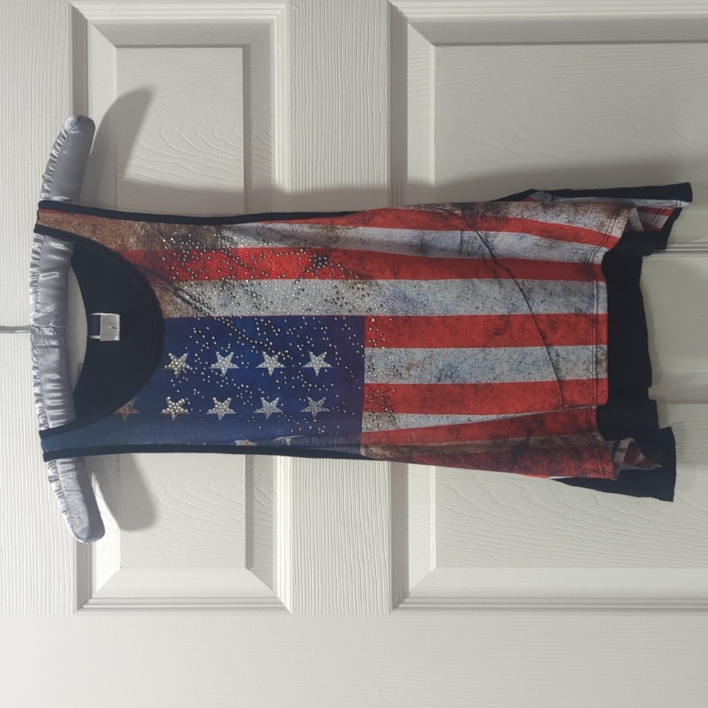 American Flag Deep Cut Under Arm Athletic Tank Top - Size Large